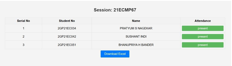 Student Attendance Page